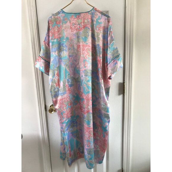 Vtg 1980's Mary McFadden Women's Lingerie Robe & Night Gown Set Abstract Pattern - Picture 5 of 10